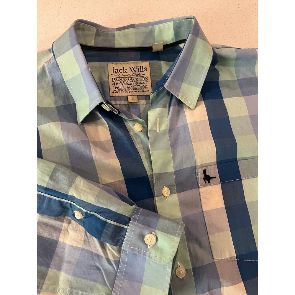 Jack Wills Men's Large‎ Plaid Shirt Made in England With Logo Same Day Shipping!